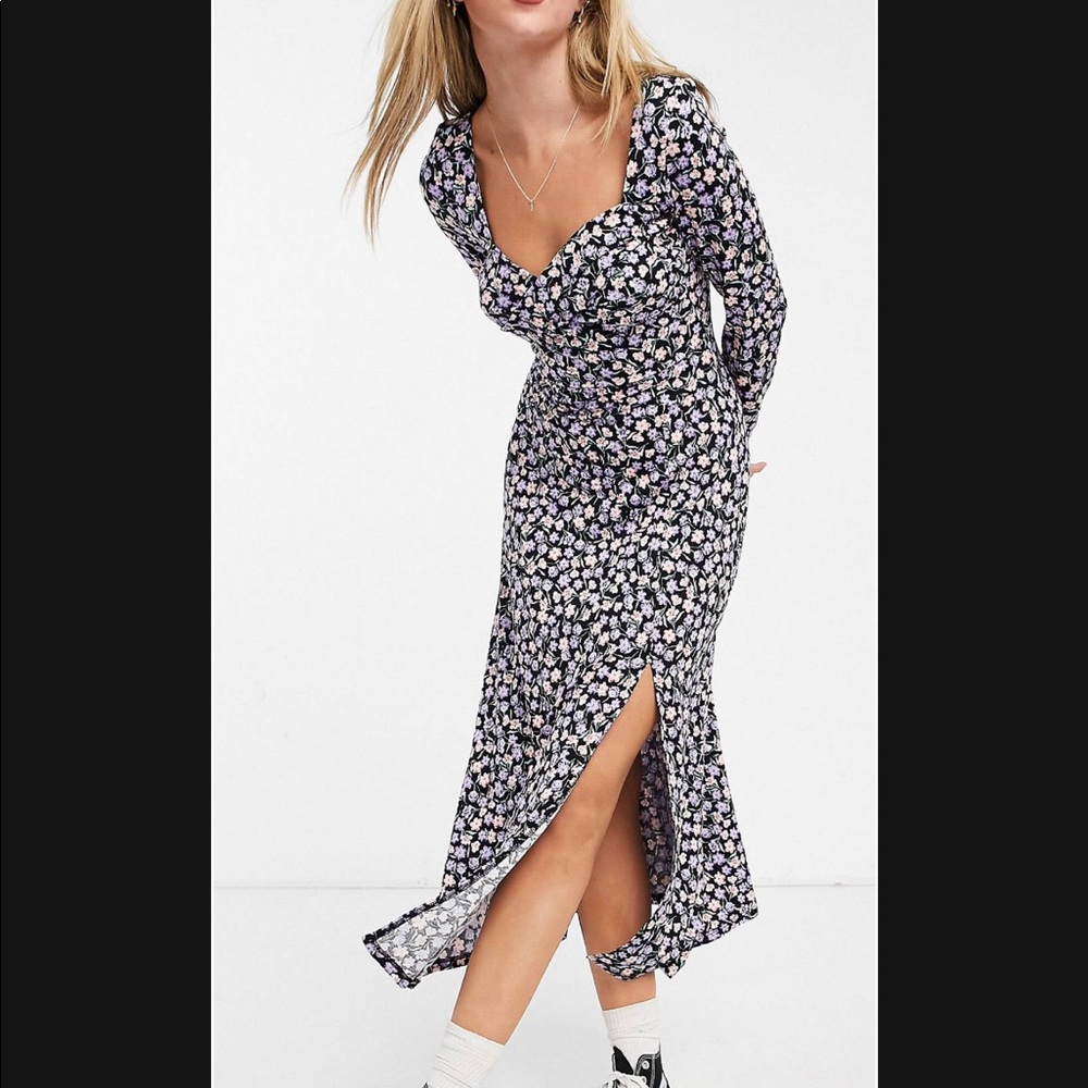 ASOS design long sleeve midi dress with slit